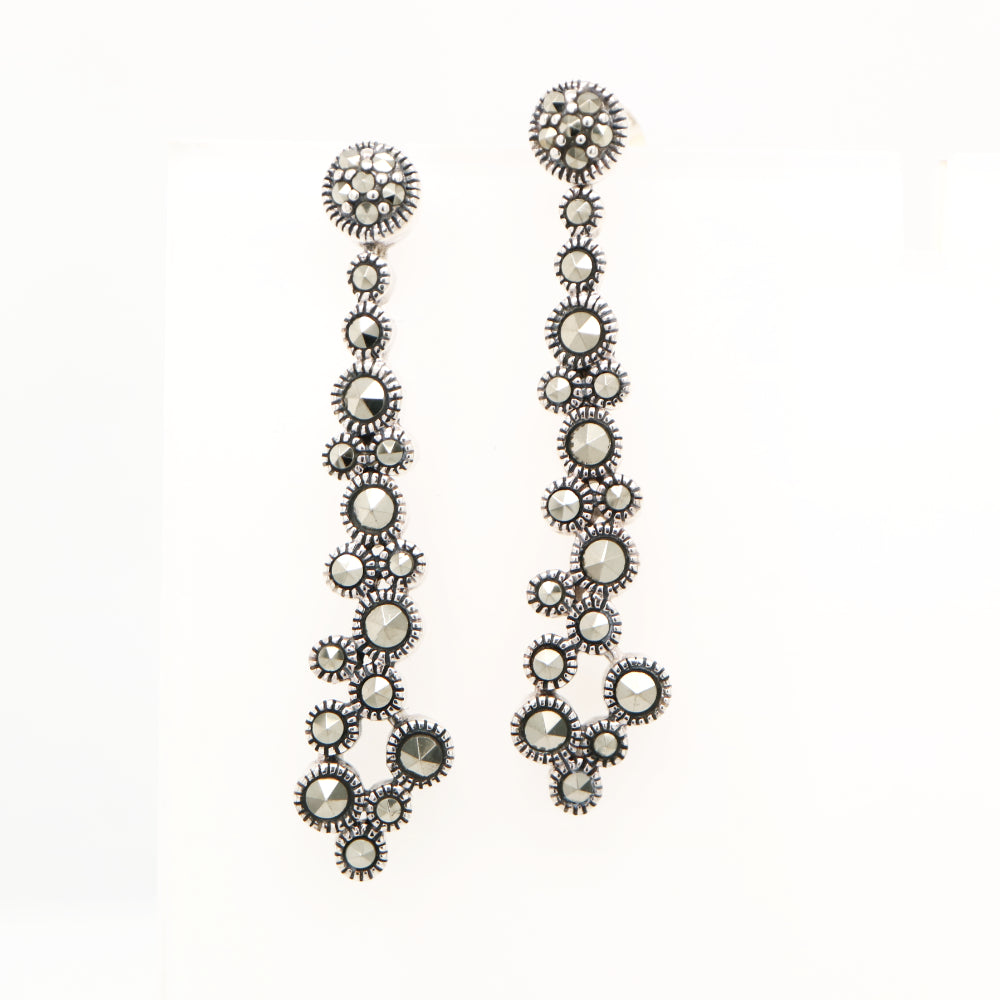 Marcasite drop cluster earring in sterling silver