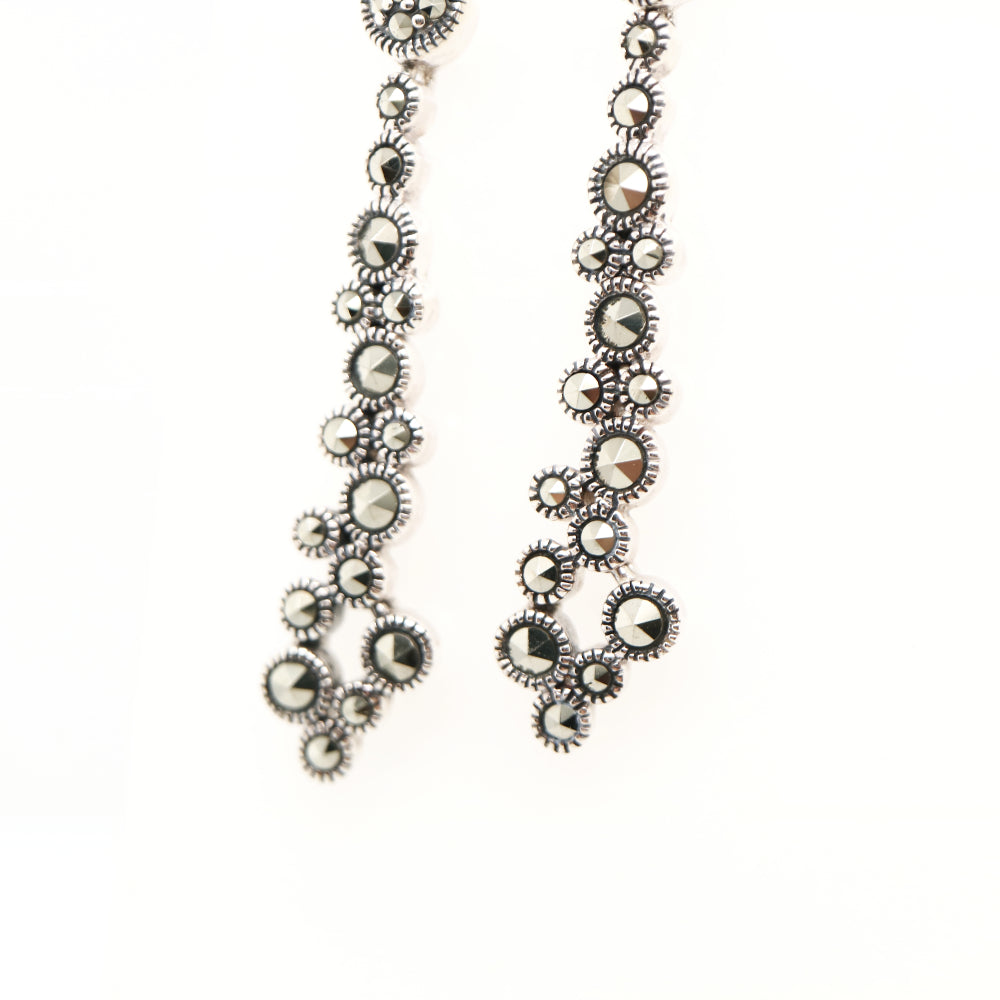 Marcasite drop cluster earring in sterling silver