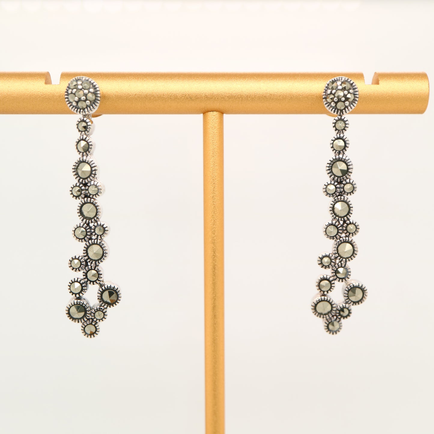 Marcasite drop cluster earring in sterling silver