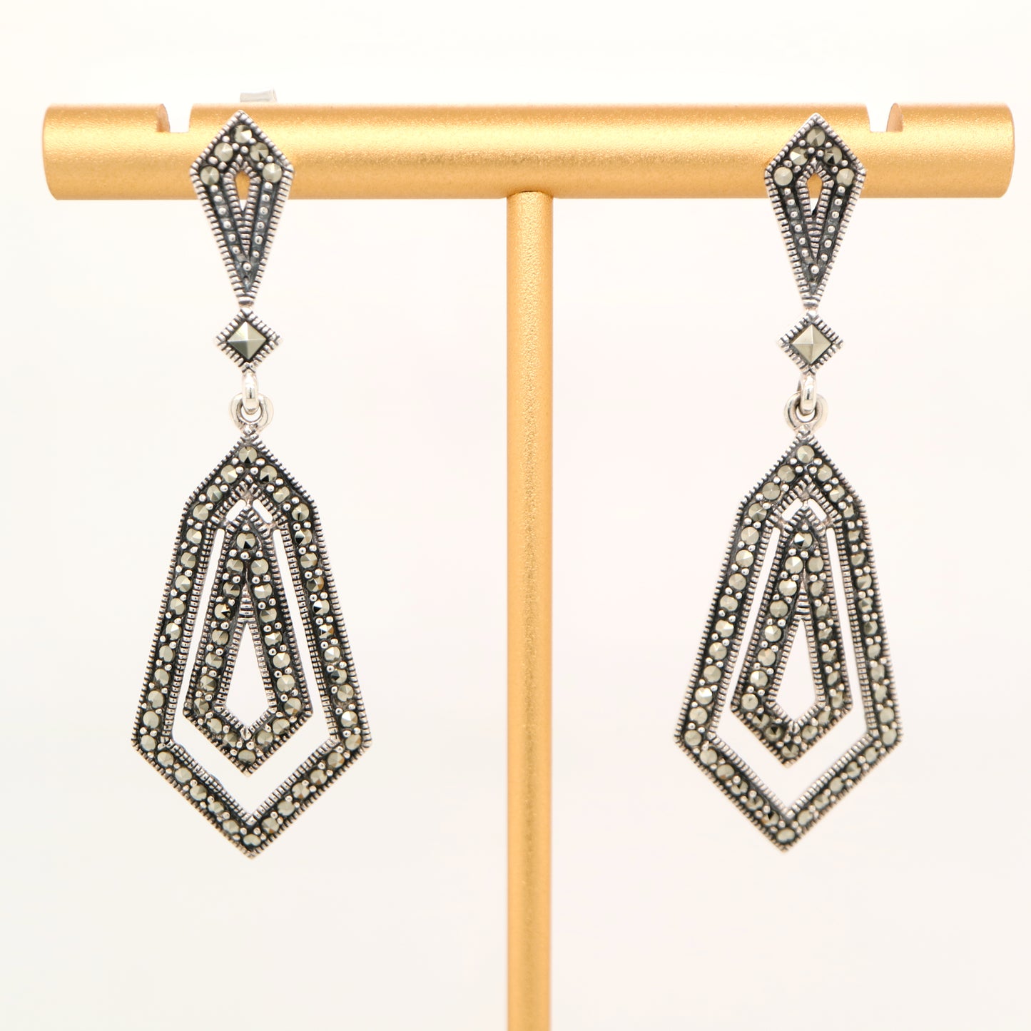 Art deco sterling silver earrings with marcasite