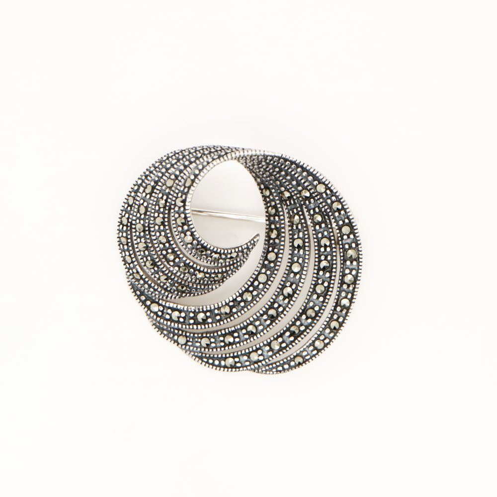 Multiband marcasite brooch in silver