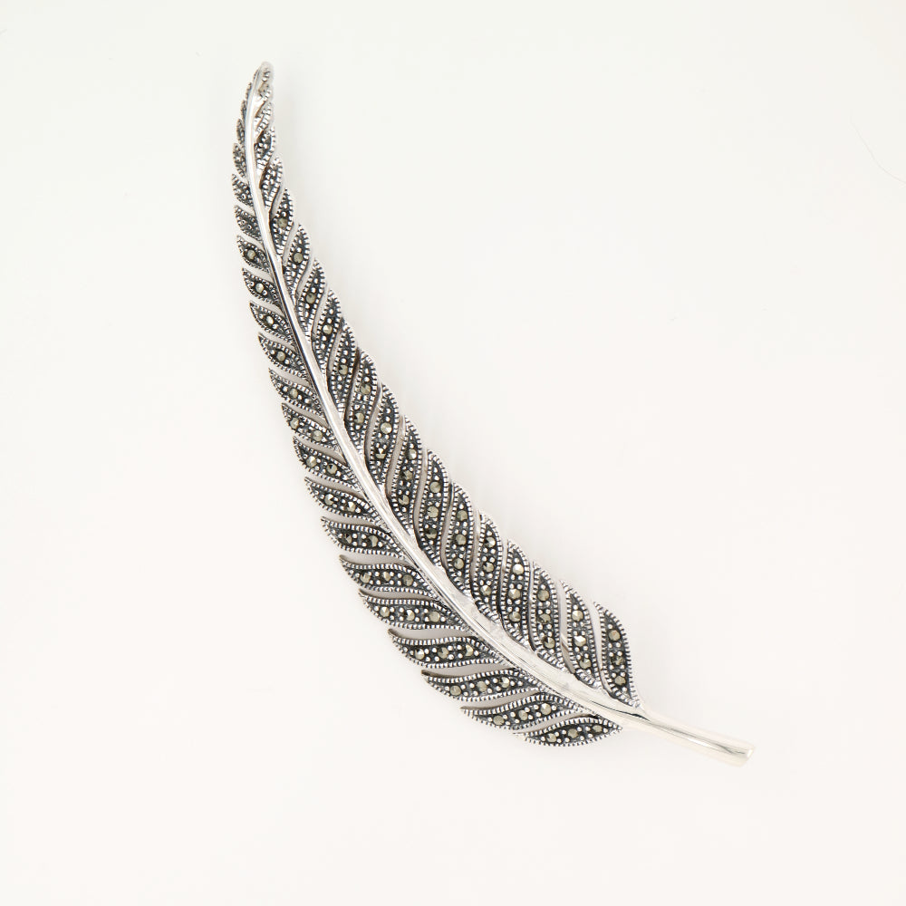 Fern leaf in marcasite and silver brooch