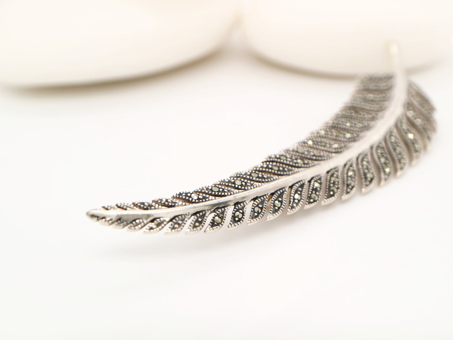 Fern leaf in marcasite and silver brooch