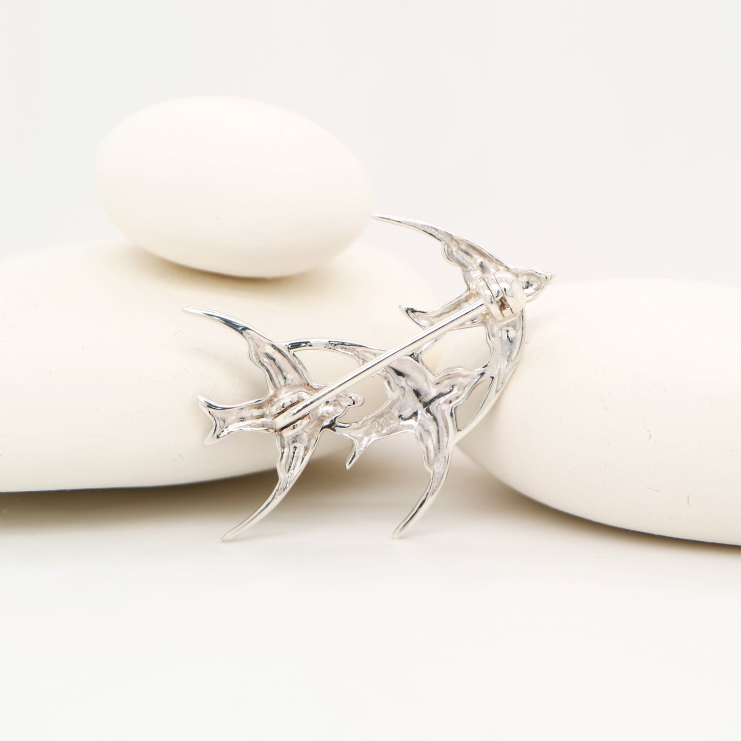 3 swallow brooch in marcasite and sterling silver