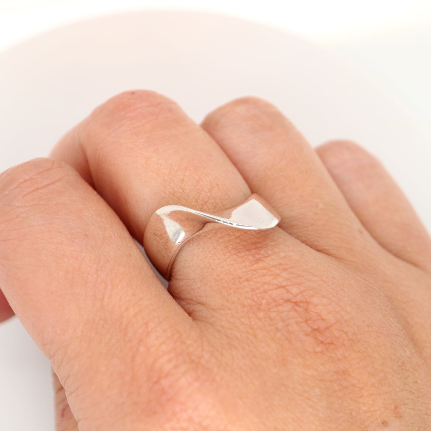 Sterling silver contemporary wave ring
