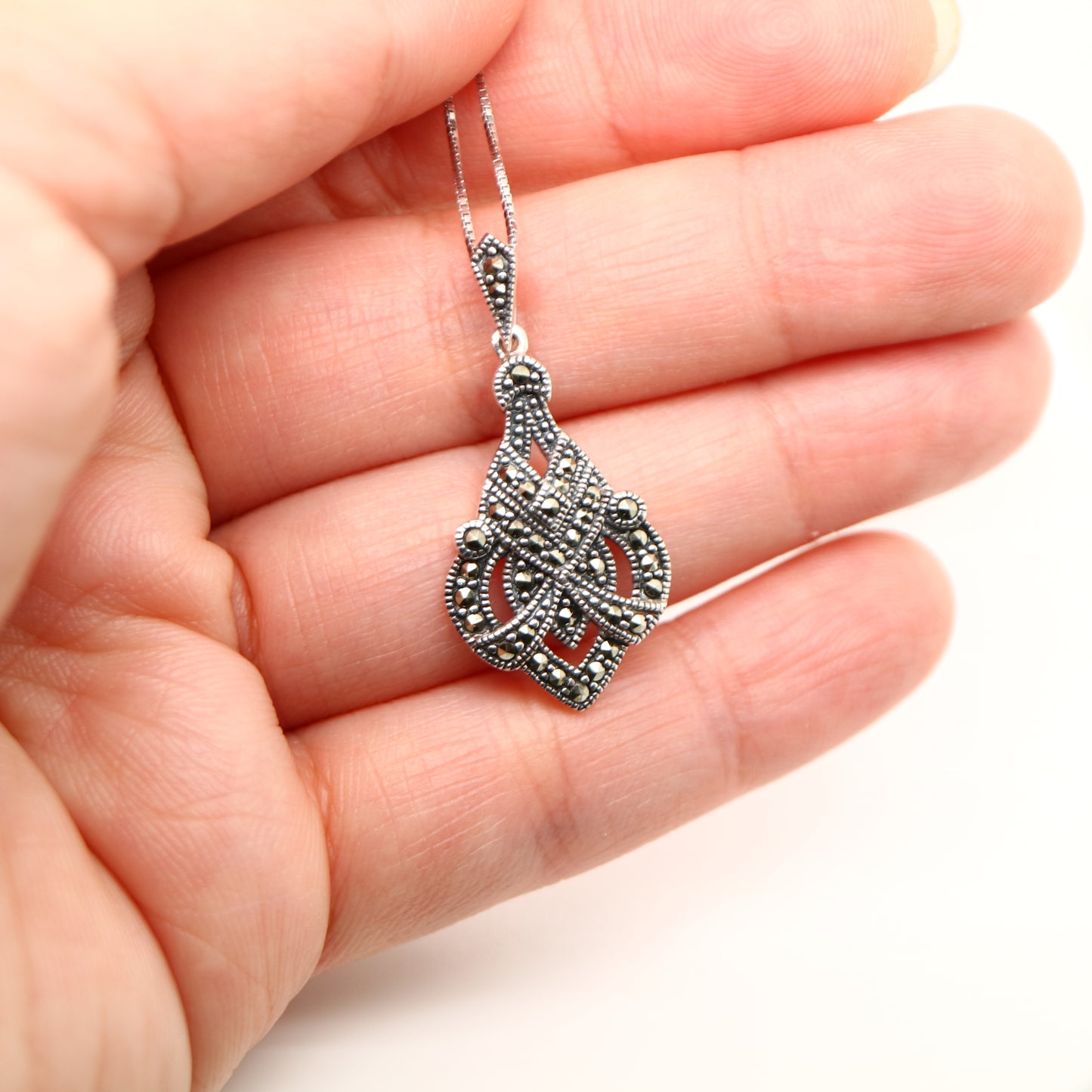 Vintage Marcasite Pendant in Sterling Silver