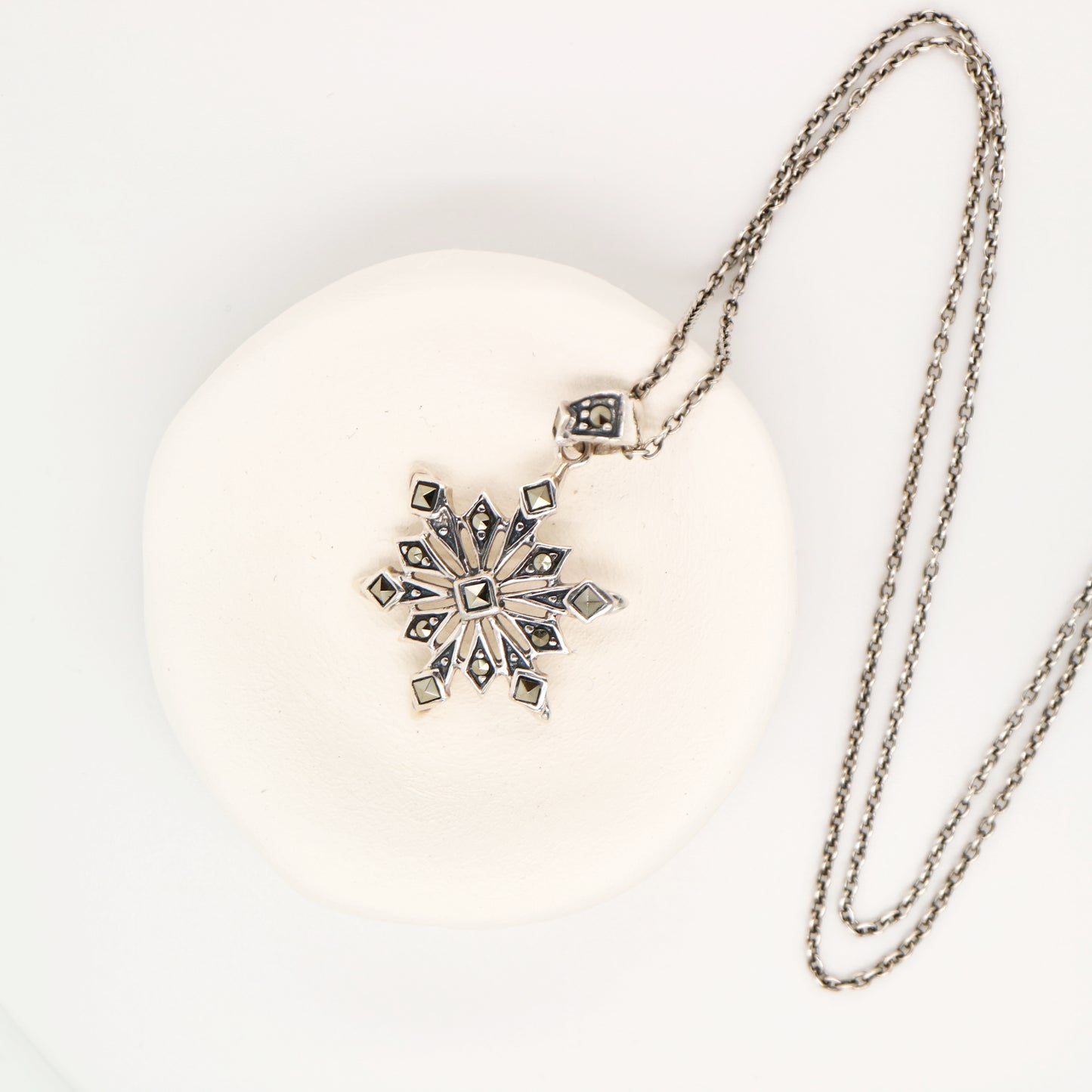 Snowflake Pendant in Sterling Silver and Marcasite