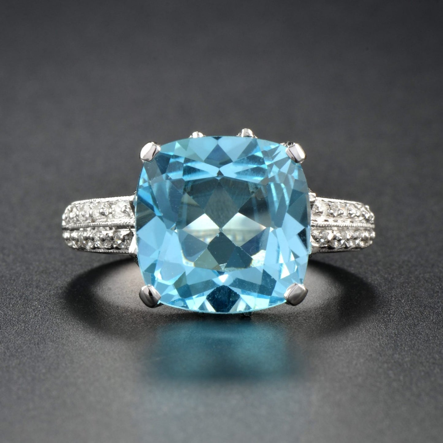 Gem candy ring with blue topaz and cz in sterling silver