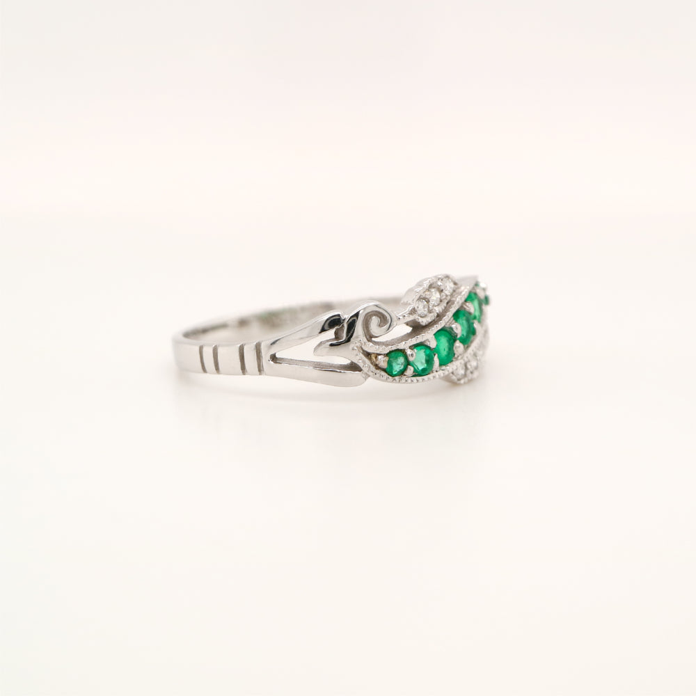 9ct white gold, emerald and diamond eternity ring