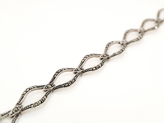 Marcasite link bracelet in sterling silver