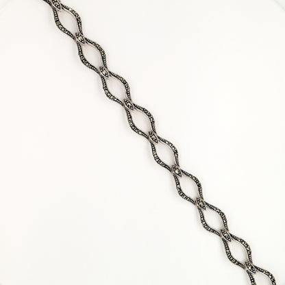 Marcasite link bracelet in sterling silver
