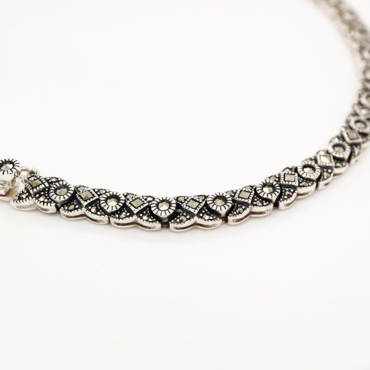 Art deco banded bracelet with marcasite in sterling silver
