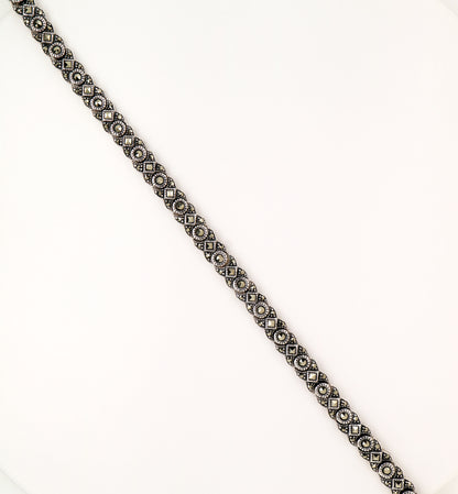 Art deco banded bracelet with marcasite in sterling silver