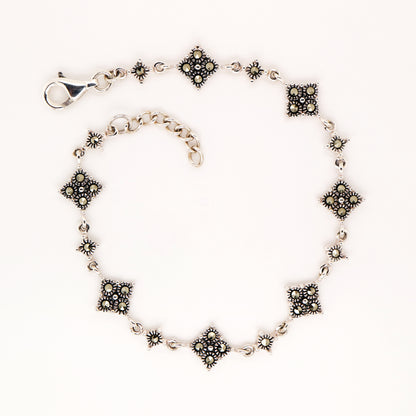 Marcasite bracelet with signature lozenge in sterling silver