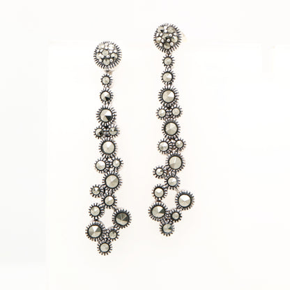 Marcasite drop cluster earring in sterling silver