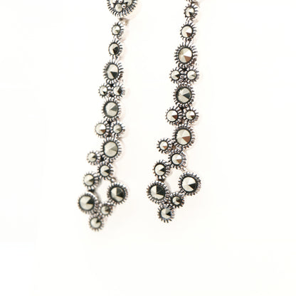 Marcasite drop cluster earring in sterling silver