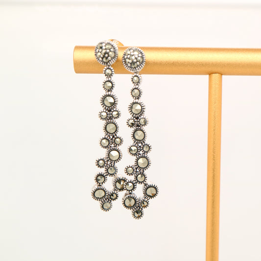 Marcasite drop cluster earring in sterling silver