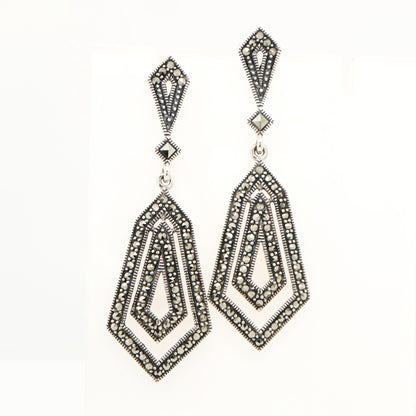 Art deco sterling silver earrings with marcasite