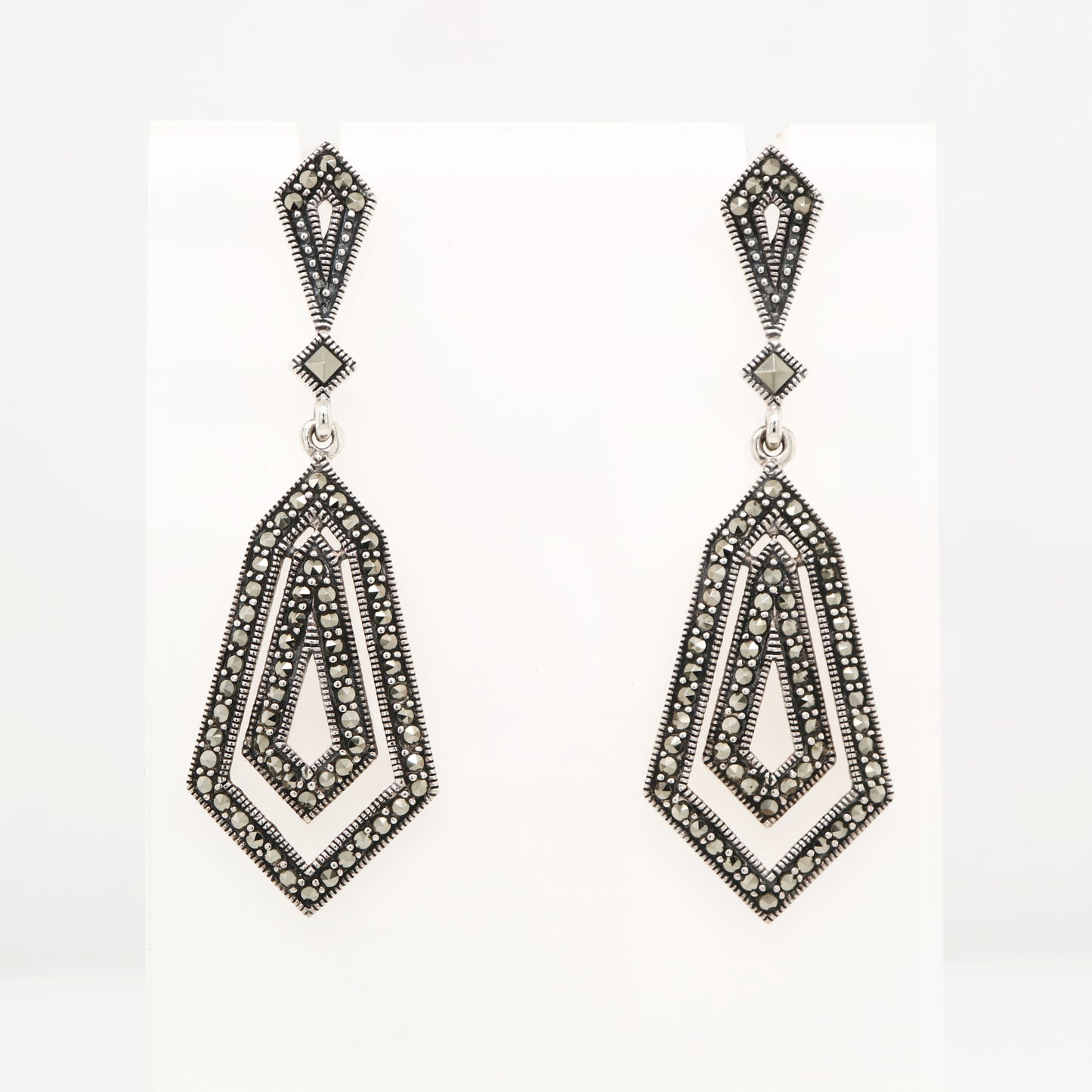 Art deco sterling silver earrings with marcasite