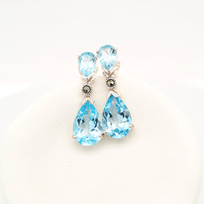 Blue topaz drop earrings in Sterling Silver