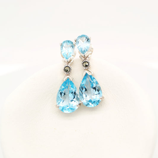 Blue topaz drop earrings in Sterling Silver