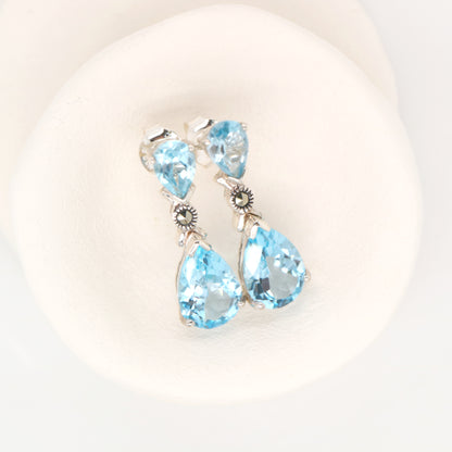 Blue topaz drop earrings in Sterling Silver