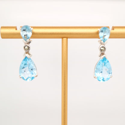 Blue topaz drop earrings in Sterling Silver