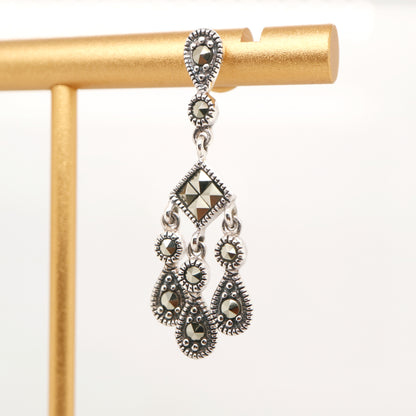 Marcasite chandelier dangle earrings in sterling silver