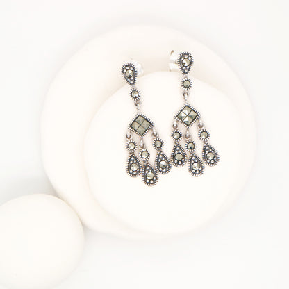 Marcasite chandelier dangle earrings in sterling silver