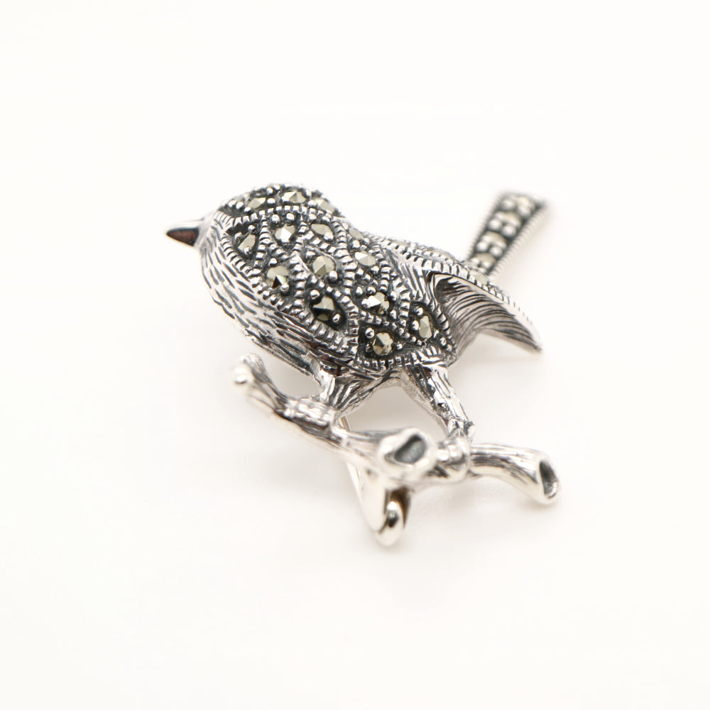 Fairywren marcasite brooch in sterling silver