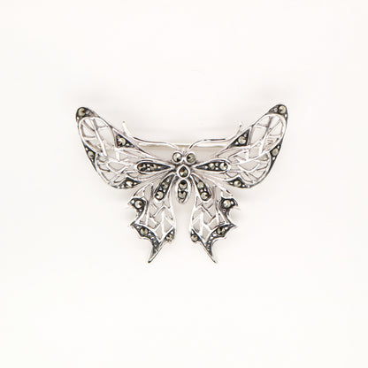 Butterfly brooch with marcasite in sterling silver