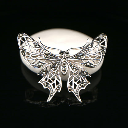 Butterfly brooch with marcasite in sterling silver