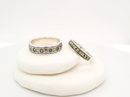 Alternating marcasite band in sterling silver
