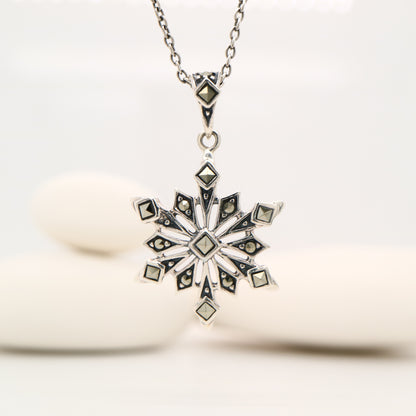 Snowflake Pendant in Sterling Silver and Marcasite