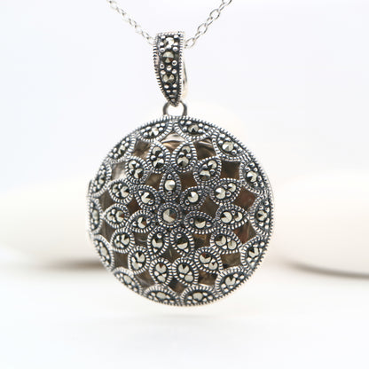 Art Nouveau Locket in Marcasite and Sterling Silver