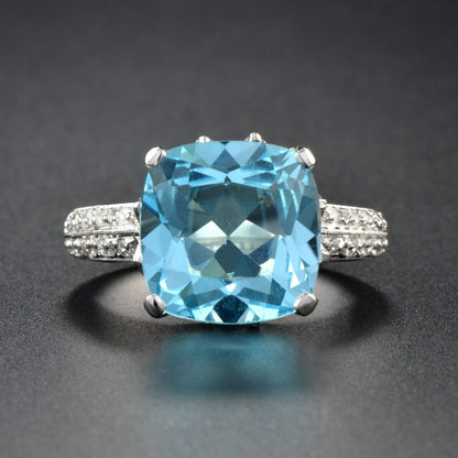 Gem candy ring with blue topaz and cz in sterling silver