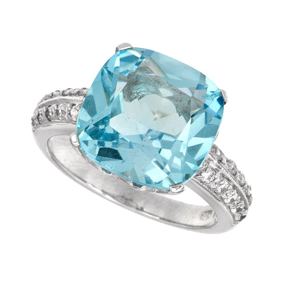 Gem candy ring with blue topaz and cz in sterling silver