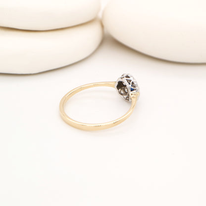 Dainty daisy ring with natural sapphire and diamond in 9k twin gold