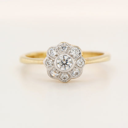 Daisy Natural diamond ring in twin color gold