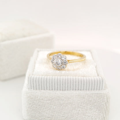 Daisy Natural diamond ring in twin color gold