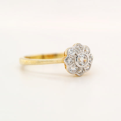 Daisy Natural diamond ring in twin color gold