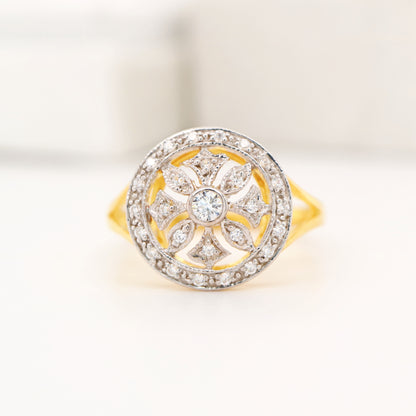 Vintage art deco twin gold and natural diamond ring