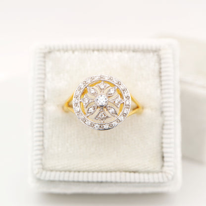 Vintage art deco twin gold and natural diamond ring