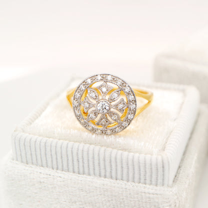 Vintage art deco twin gold and natural diamond ring