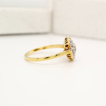 Round vintage art deco twin gold and natural diamond ring
