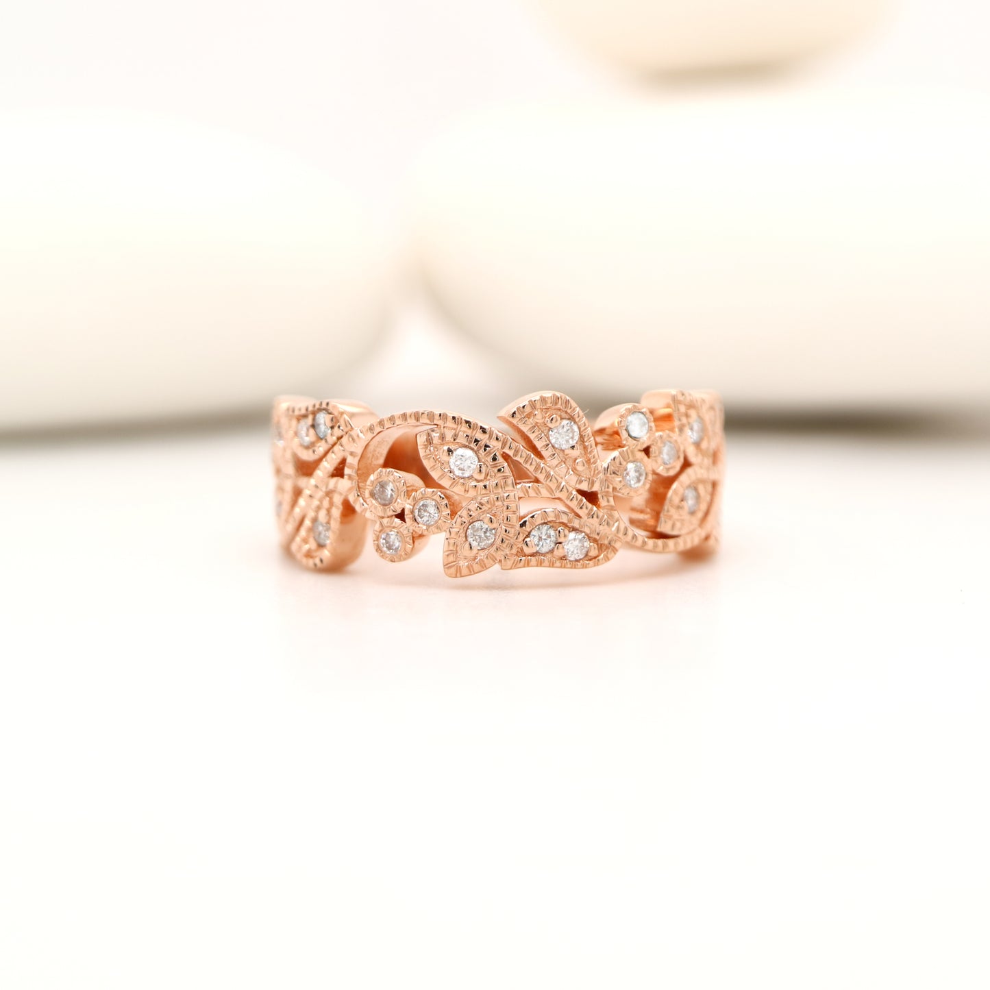 Ivy half band with diamonds in rose gold