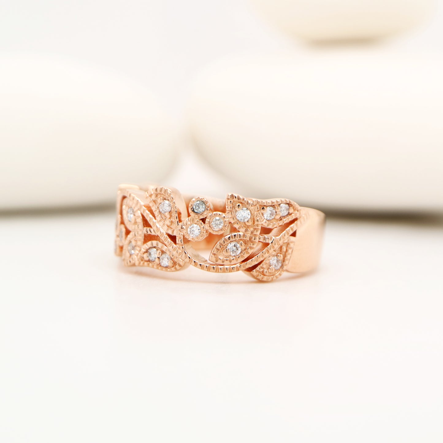 Ivy half band with diamonds in rose gold