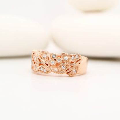 Ivy half band with diamonds in rose gold