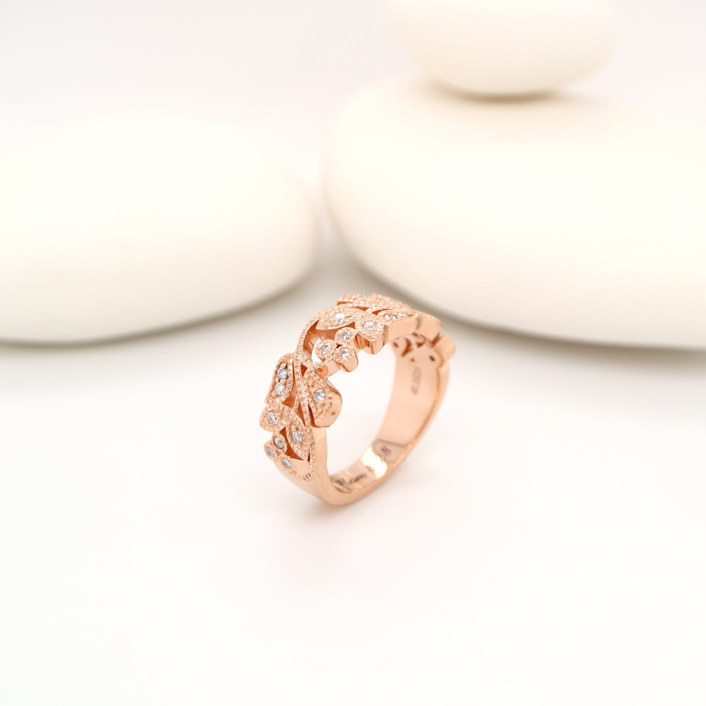 Ivy half band with diamonds in rose gold