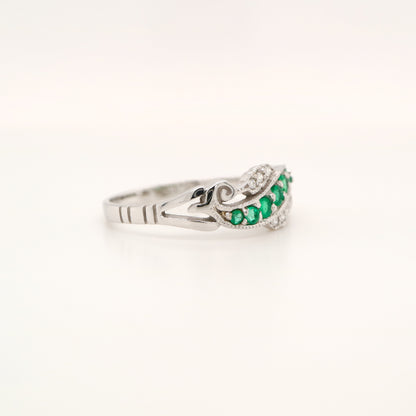 9ct white gold, emerald and diamond eternity ring